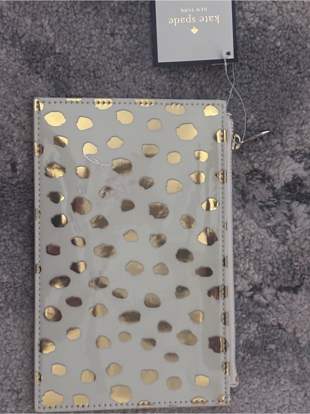 Kate Spade White Wristlet With Gold Spot Print — image 2 of 4